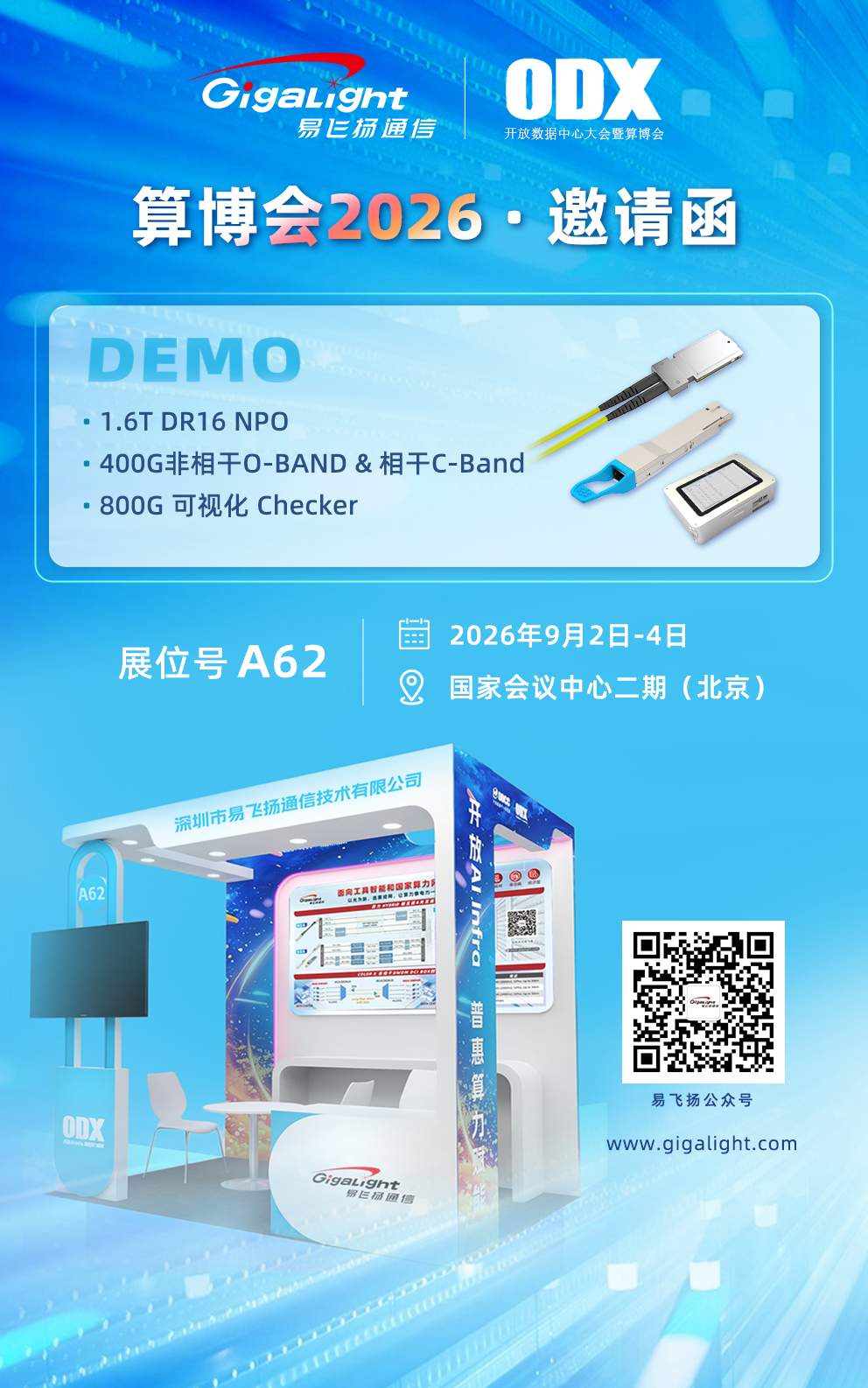 易飞扬携可适用SCALE ACROSS算力互连场景的O-BAND非相干DWDM创新方案出展首届北京算博会插图 易飞扬携可适用SCALE ACROSS算力互连场景的O-BAND非相干DWDM创新方案出展首届北京算博会插图